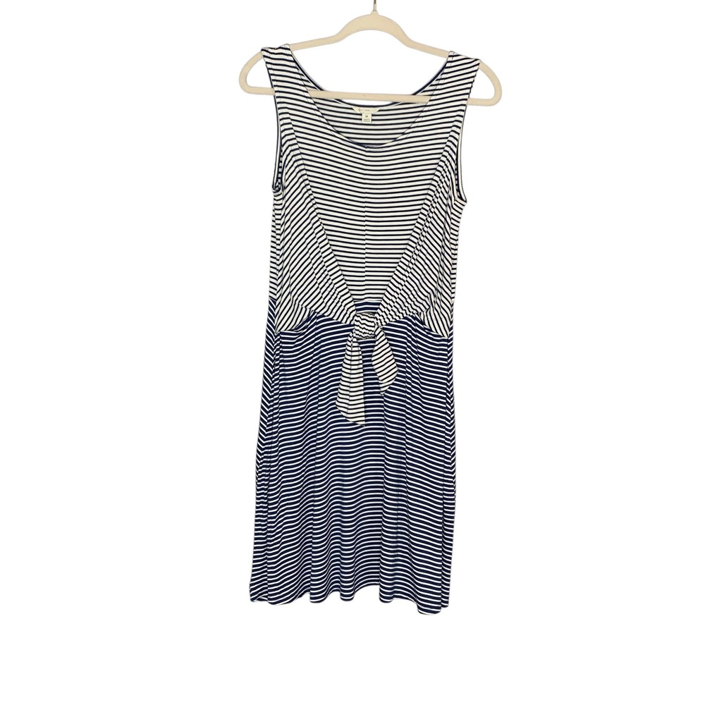 Est. 1946 blue and white midi striped rayon blend sleeveless dress. Size M